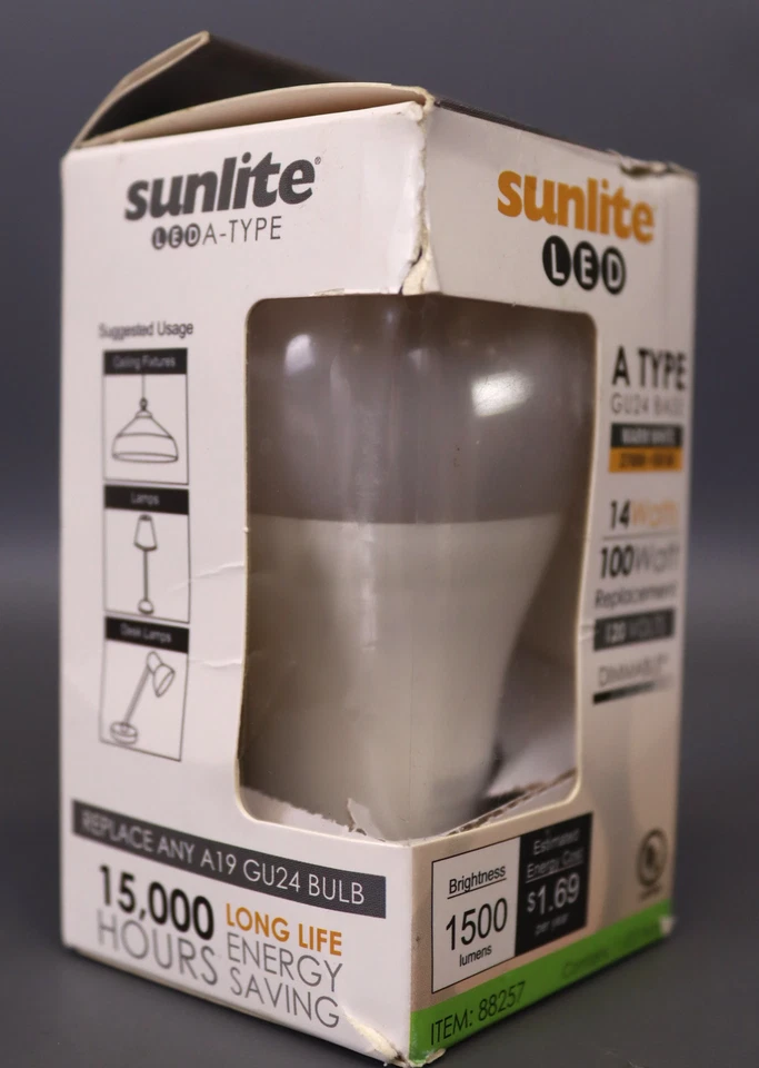 Sunlite LED A19 Light Bulb 14 Watts (100W Equivalent) GU24 Twist - Image 2 of 4