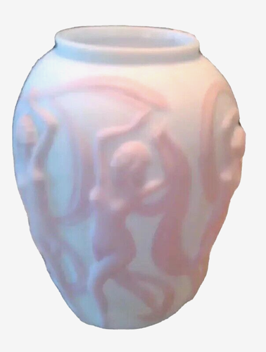 ANTIQUE-PHOENIX/CONSOLIDATED ART GLASS Nudes Large Dancing Girls Vase Circa 1938 - Picture 4 of 19