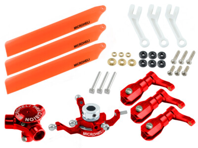 Microheli CNC AL/Plastic Triple Orange Blade Conversion set (RED) -BLADE 120S/S2