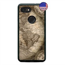 Google Pixel 3 3XL 2XL Rustic World Map Phone Case Vintage Design Custom Cover