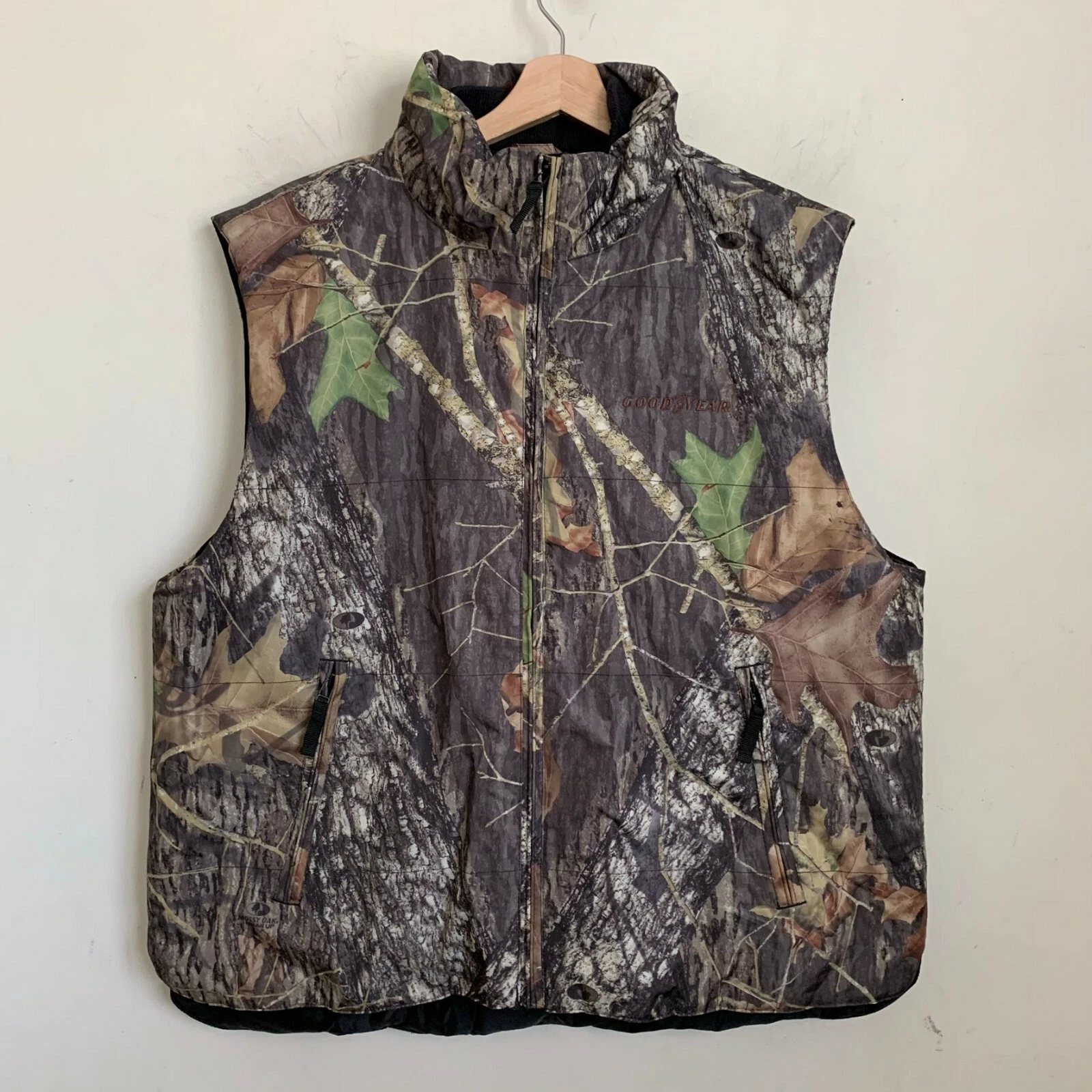 Port Authority Mens Vest Green Camo Multi Full Zip Pockets Insulated Lined Sz XL
