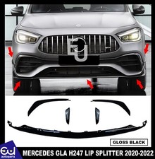 FRONTLIPPE SPLITTER STO&szlig;STANGE FINNEN AERO KIT F&Uuml;R MERCEDES GLA H247 GLANZ SCHWARZ 2020+
