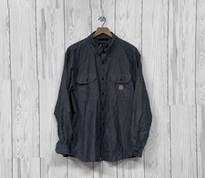 Carhartt shirt mens size extra large button down long sleeve loose fit blue work