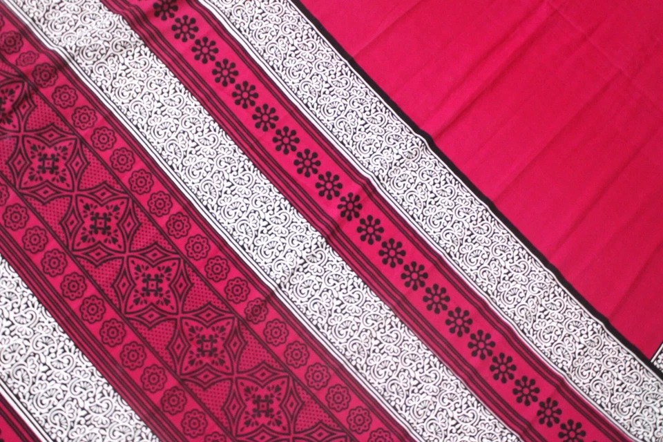 Lot 2 Pcs Dress Indian Vintage Printed Used Silk Sari Curtain Drape Saree Fabric - Изображение 4 из 4