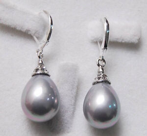 12X16MM Grey South Sea Shell Pearl Drop Earrings AAA+ | eBay