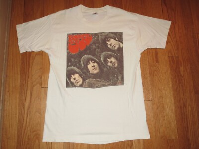 Vtg 1990 The Beatles Rubber Soul T-shirt Classic Rock Graphic Off