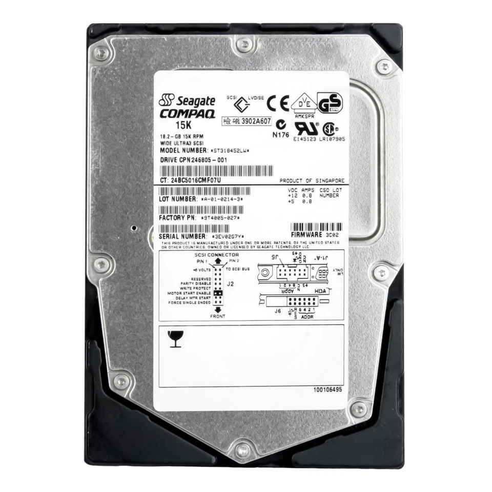 Hard Drive Compaq 246805-001 ST318452LW 18.2GB 15000U/Min 8MB SCSI U160 3.5'' - Image 2 of 3