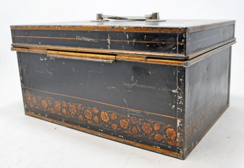 Antigua caja de dinero en efectivo de hierro para tendero original antigua pintada a mano - Imagen 4 de 10