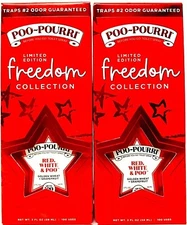 2 Poo-Pourri 2oz Limited Edition Freedom Collection Red White & Poo Toilet Spray