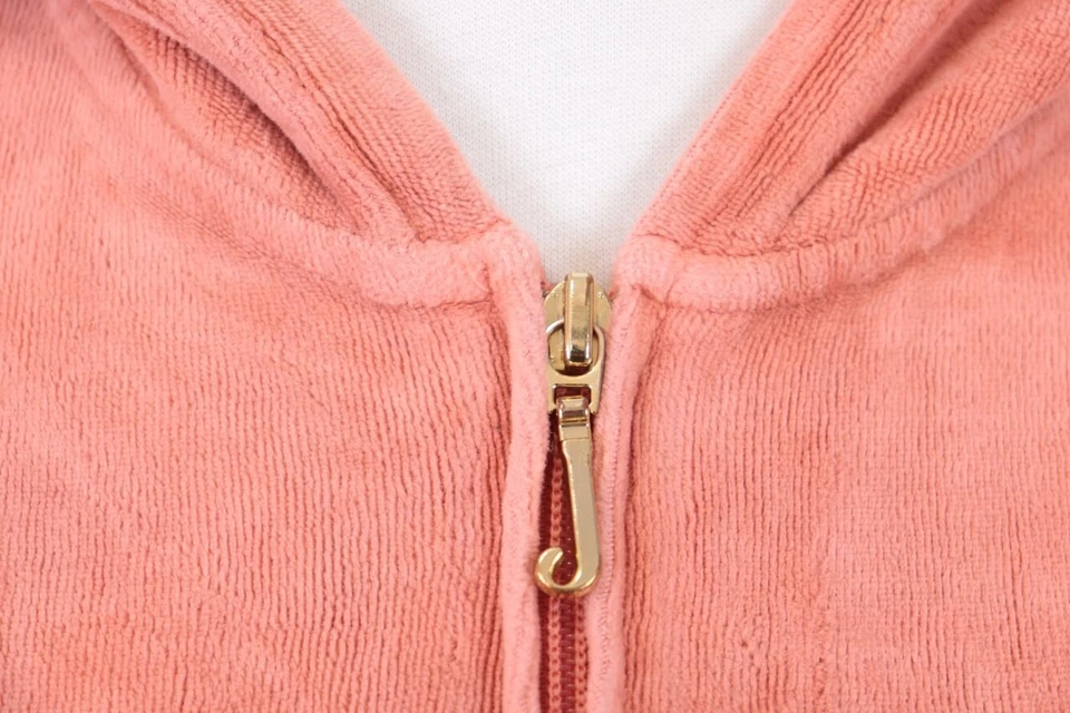 Suéter Juicy Couture Los Angeles California Naranja Con Capucha Cremallera Talla P/S Foto 4 de 4