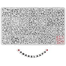 1450Pcs Letter Beads, Acrylic 4x7mm Round Letter Beads Kits, Alphabet Beads A...
