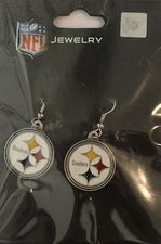 Pittsburgh Steelers Dangle 1 1/2"  Earrings Lic NFL Sunday Football Game Jewelry