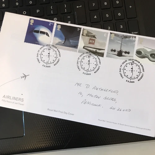 GB STAMPS FIRST DAY COVER MAY 2002 Jet Airliners FDC HEATHROW PMK HAND WRITTEN