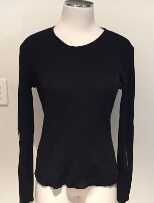 John Richmond Italy Black Wool Lycra Rib Sweater Pullover Knitwear It44/8US/12AU