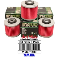 For Yamaha V Star 1100 XVS1100 Silverado Classic 3 Pack of Premium Oil Filters