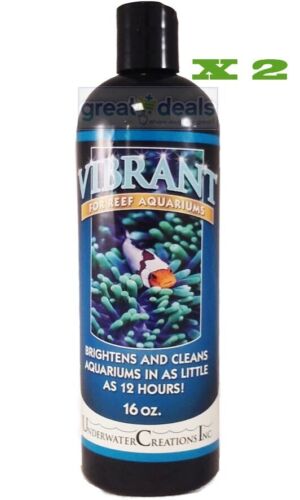 2 x Vibrant REEF Liquid Aquarium Cleanser Algae Killer 16oz