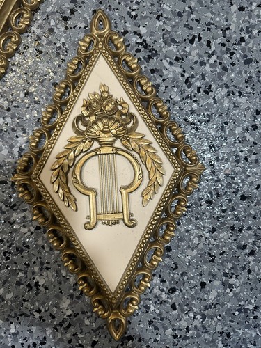 VTG SET OF 4 HOMCO GOLD DIAMOND SHAPED WALL PLAQUES ORNATE MCM SYROCO #7224-7227 - Picture 3 of 7