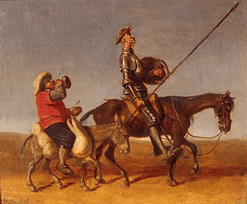 high quality oil painting handpainted on canvas "Don Quixote and Sancho Pancha " - Picture 1 of 1