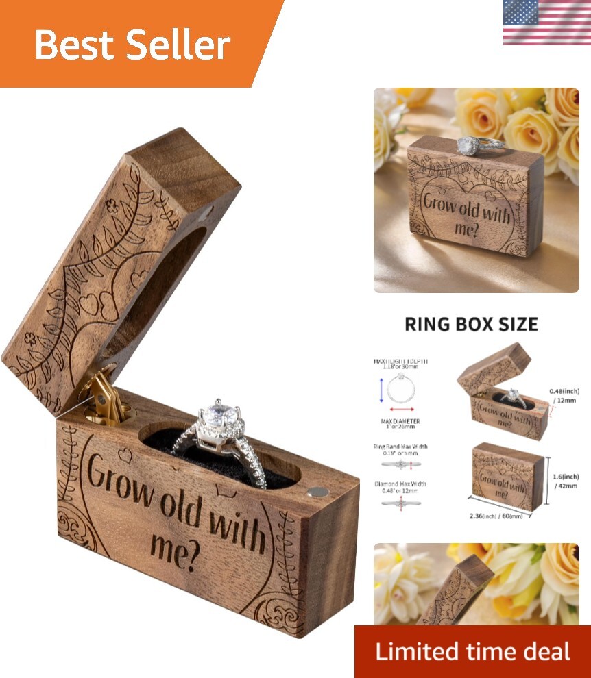 Compact Velvet-Lined Engagement Ring Box - Grow Old With Me Wedding Gift-image