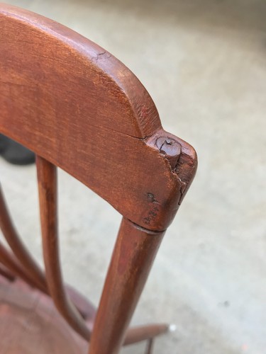 Original Red Paint Step-Back Windsor Chair Signed S. Kilburn (1787-1867), Ohio - Picture 11 of 12