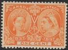 CANADA 1897 SC #51 1 CENT ORANGE QUEEN VICTORIA JUBILEE MINT LH CAT $30
