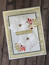 Christmas Card Kit- Poinsettia, Elegant, White, Gold & Red Foil, Merry Christmas