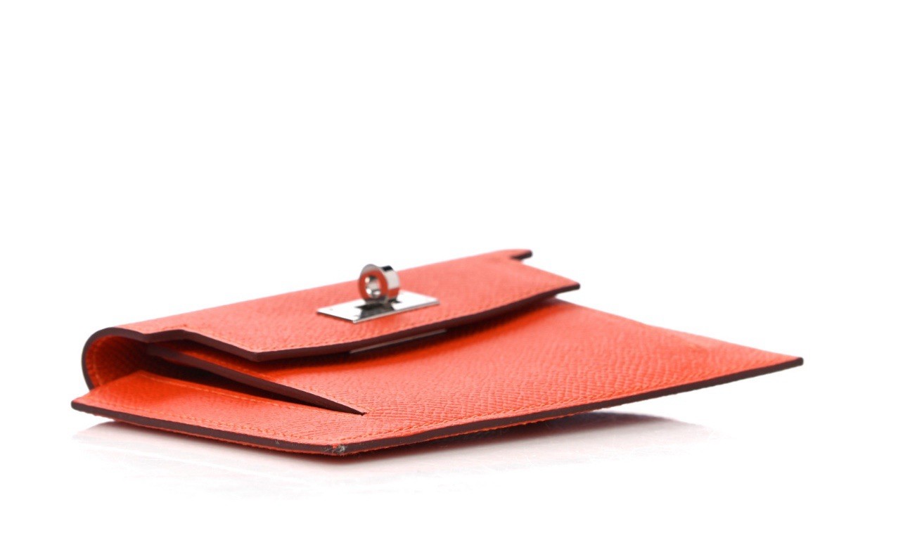HERMES Epsom Kelly Pocket Compact Wallet in Orange Poppy image 3