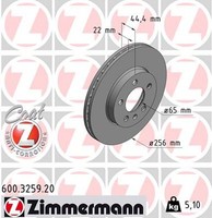 2X Zimmermann Bremsscheibe Coat Z 600.3259.20 FüR Seat VW Ibiza KJ1 BZ1 AW1 Polo