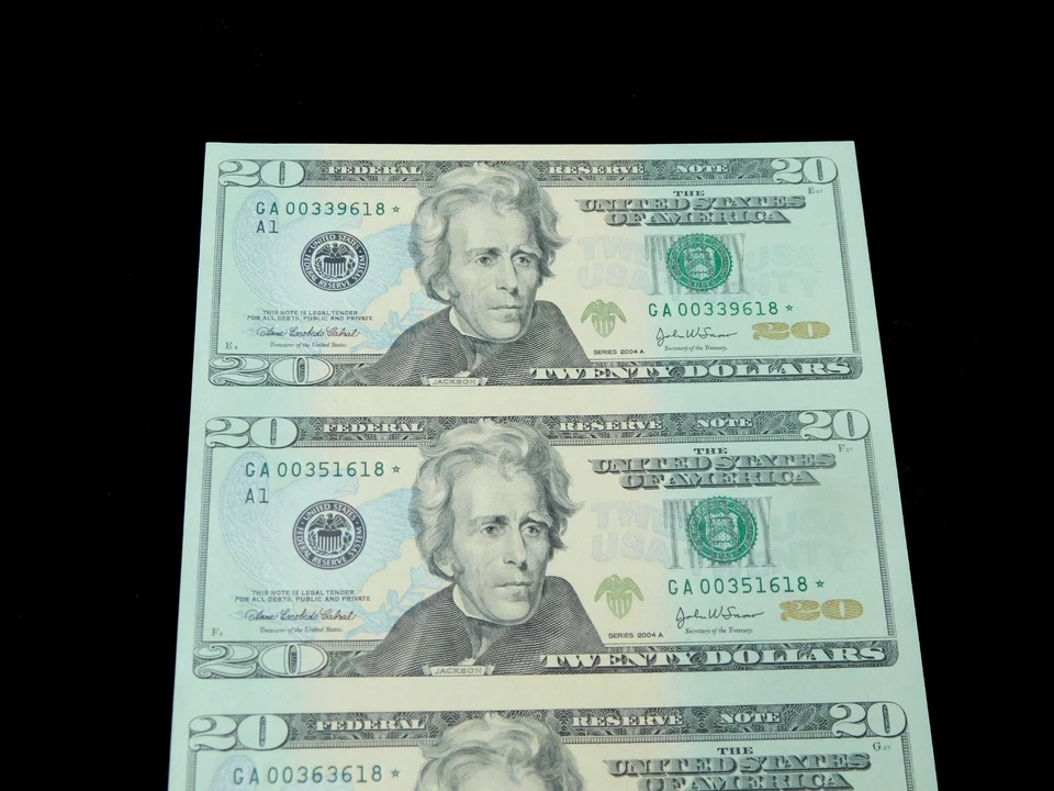 2003 $10 Federal Reserve Uncut Sheet of 4x UNC **STAR** Notes - Image 3 of 4