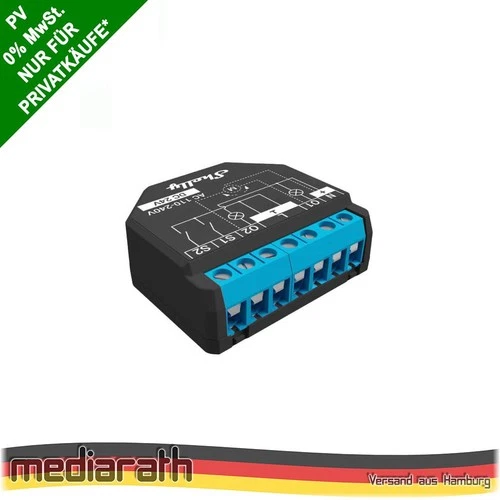 Shelly Plus 2PM 16A DC-AC Smart WiFi Energieeinspeisung pro Kanal Tasmota 15 PV