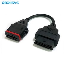 12-pin To 16-pin Obd2 Adapter For Komatsu Cummins Inline 6 Nexiq Cablescanner