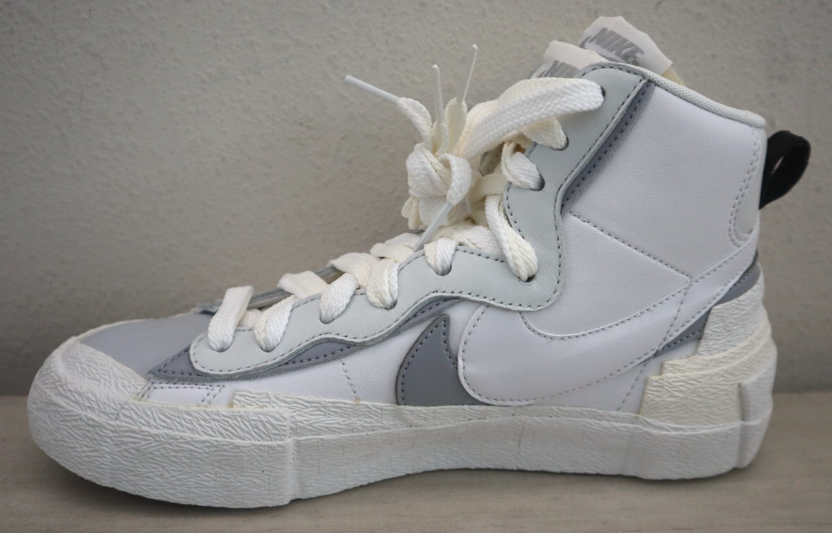 Sacai x Nike BV0072-100 Men's 7 Women's 8.5 White/Gray Blazer Mid