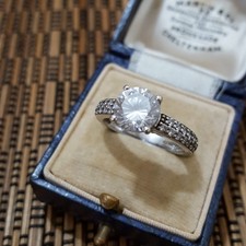 Ti Sento Milano 925 Sterling Silver Ring, Sparkly Simulated Diamonds, Size M.5 