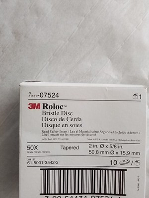 3M 07524 Roloc 2'' x 5/8 Tapered Coarse Bristle Disc (Pack of 10) , Green
