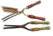 Lot of 2. Antique Hair Curling Iron, Crimper or Curling Tong  Barrel Hair Waver