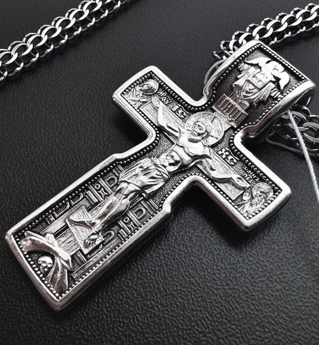 Men Large Orthodox Christian Body Cross Necklace Silver 925 Handmade Jewellery - Picture 2 of 4