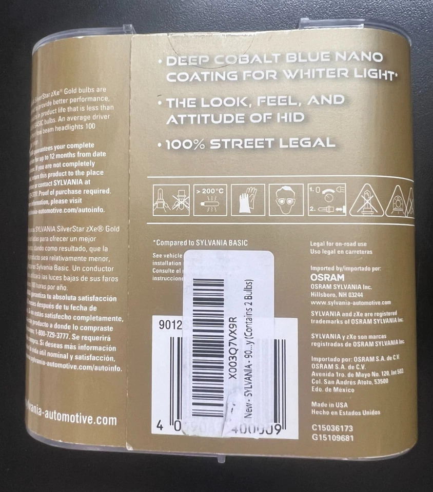 Faro halógeno de alto rendimiento SYLVANIA 9012 SilverStar zXe DORADO 0009 Foto 2 de 2