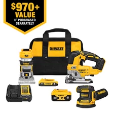 DEWALT DCK307D1P1 20V MAX XR 3-Tool Brushless Woodworking Power Tool 2Batteries