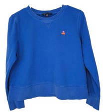 Brooks Brothers 346 Blue Cropped Crewneck Sweatshirt Women's M Polo Logo