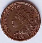 1864 Indian Head Cent Bronze No L - UNC, Better Grade & Date Penny 1C