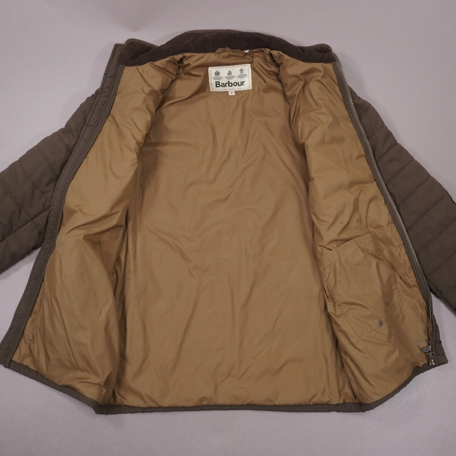 Barbour Quilted Shooting Jacket Full Zip Mens Medium Brown Pockets image 4