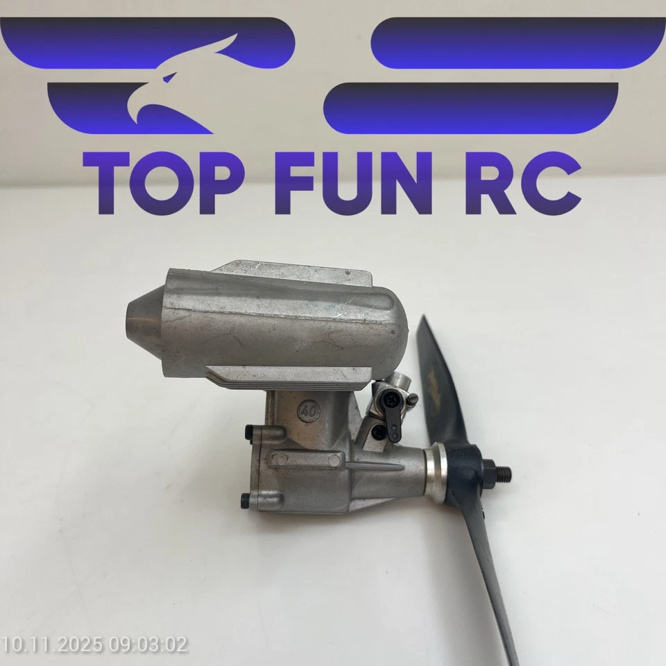 OS MAX FP 40 2-STROKE NITRO RC AIRPLANE ENGINE W/ SPINNER & MUFFLER - Image 2 of 3