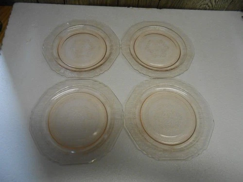 pink depression glass florentine no 1 8 5/8 luncheon salad plates hazel atlas
