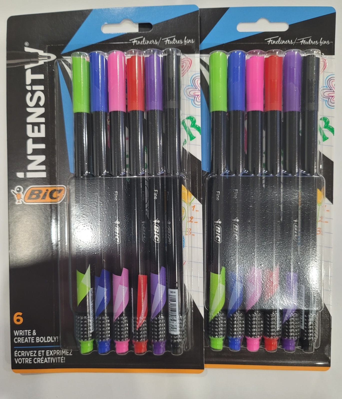 LOT OF 2 Bic Intensity Fineliner Multicolor 0.4mm Fine Marker Pens 6 Count Ea