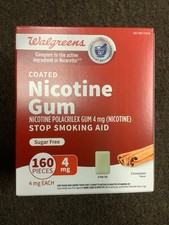 Walgreens Coated Nicotine Gum 4mg Cinnamon 160 pieces 12/26