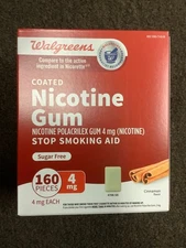 Walgreens Coated Nicotine Gum 4mg Cinnamon 160 pieces 12/26
