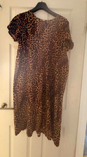 M&S Petites 18 Brown Leopard Animal Print Short Sleeve Midi T-Shirt Dress