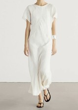 MASSIMO DUTTI  LONG WHITE LINEN DRESS SIZE LARGE NEW WITH TAGS