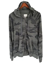 Mills Supply Camo French Terry  Zip-Up Hoodie With Drawstring Size XL