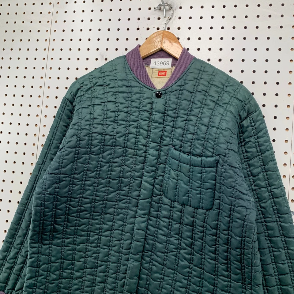 Chaqueta De Colección Años 60 Hanes Acolchada Forrada Térmica Para Hombre Grande Verde Hecha en EE. UU. Foto 2 de 4
